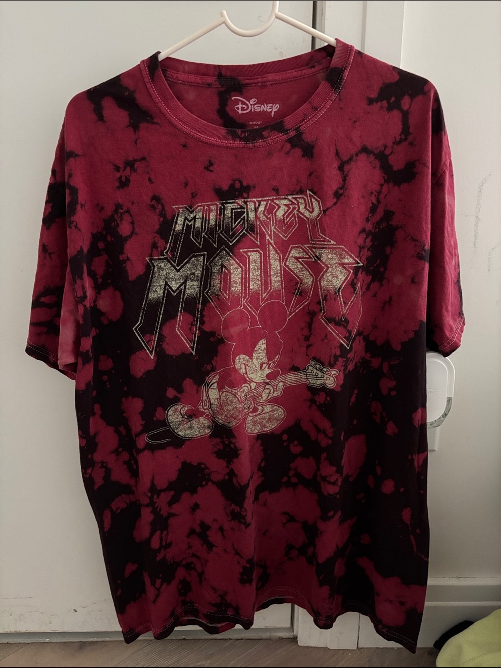 Disney Mickey Mouse Tie-Dye Graphic Tee - Burgundy & Black